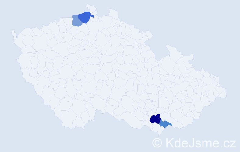 Příjmení: 'Moró', počet výskytů 16 v celé ČR