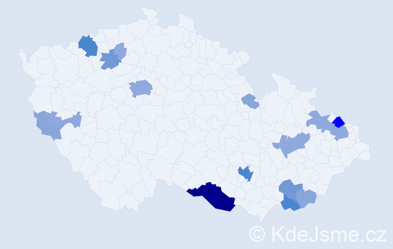 Příjmení: 'Černaj', počet výskytů 47 v celé ČR