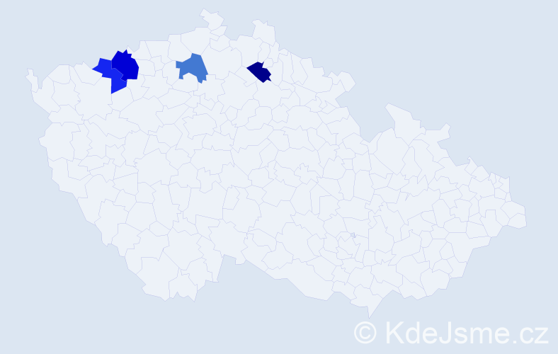 Příjmení: 'Bešornerová', počet výskytů 5 v celé ČR