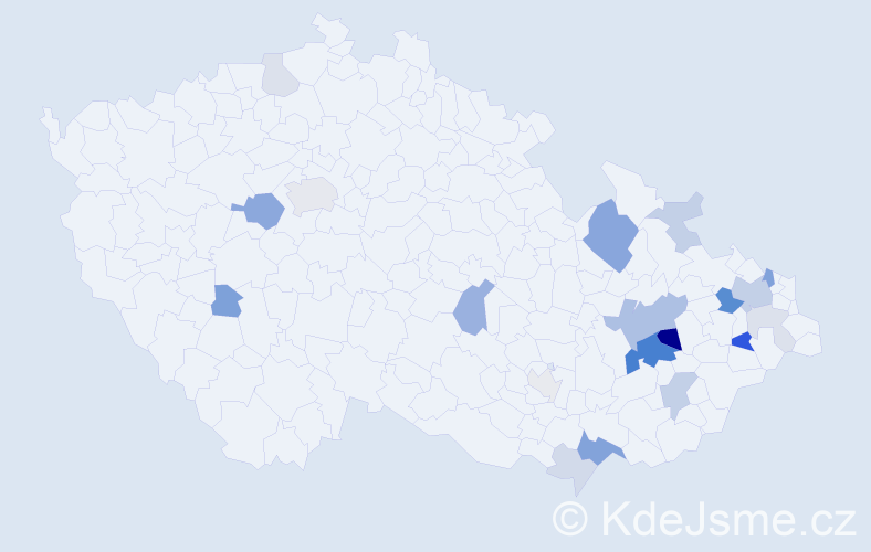 Příjmení: 'Rajnošek', počet výskytů 56 v celé ČR