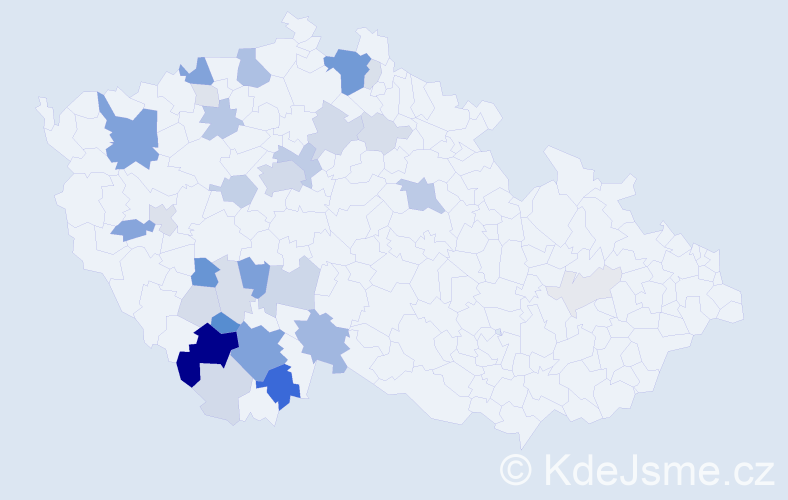 Příjmení: 'Machartová', počet výskytů 109 v celé ČR