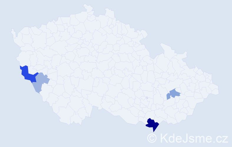 Příjmení: 'Mauksová', počet výskytů 13 v celé ČR