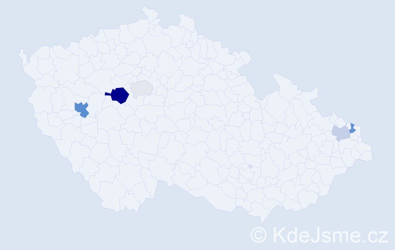 Příjmení: 'Kunda', počet výskytů 9 v celé ČR