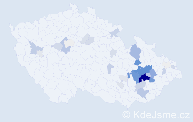 Příjmení: 'Nezhybová', počet výskytů 147 v celé ČR