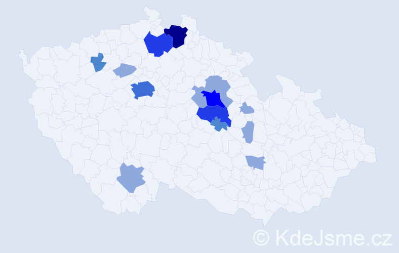 Příjmení: 'Hrníčko', počet výskytů 49 v celé ČR