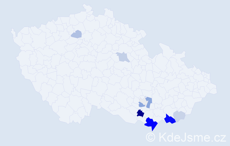 Příjmení: 'Třináctá', počet výskytů 29 v celé ČR