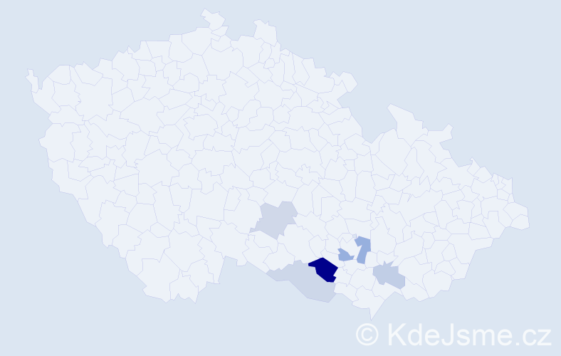 Příjmení: 'Luščanová', počet výskytů 9 v celé ČR