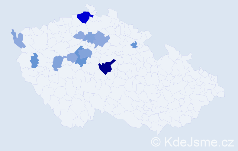 Příjmení: 'Kunta', počet výskytů 36 v celé ČR