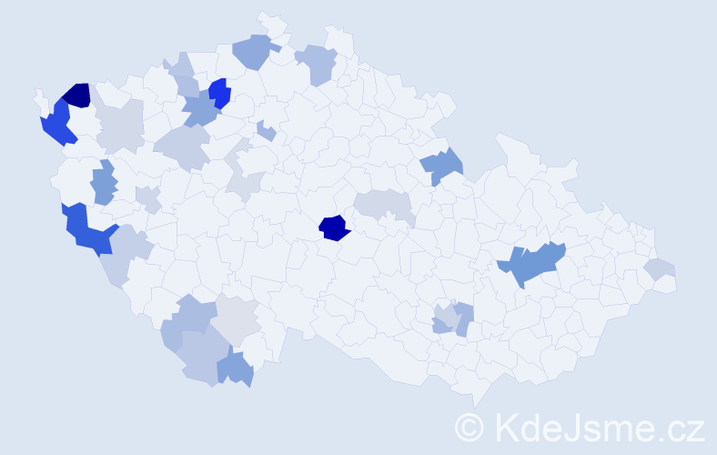 Příjmení: 'Maidlová', počet výskytů 64 v celé ČR