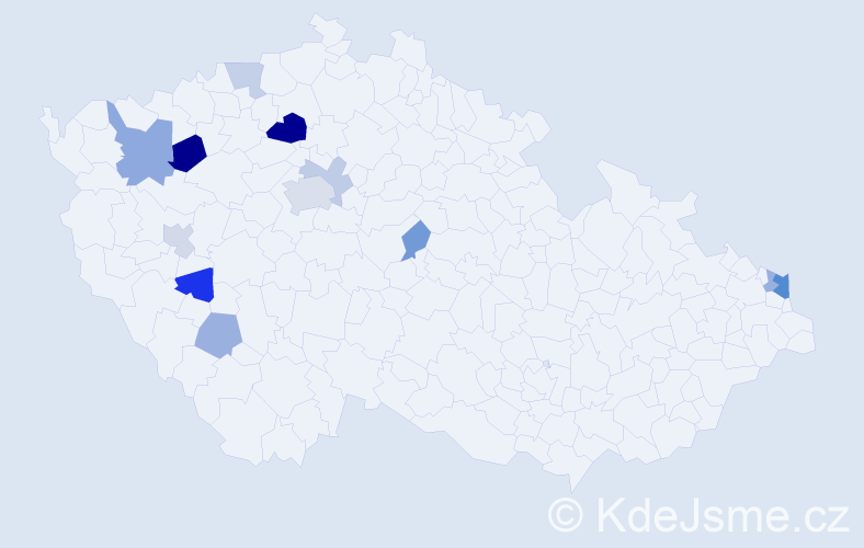Příjmení: 'Zöld', počet výskytů 23 v celé ČR
