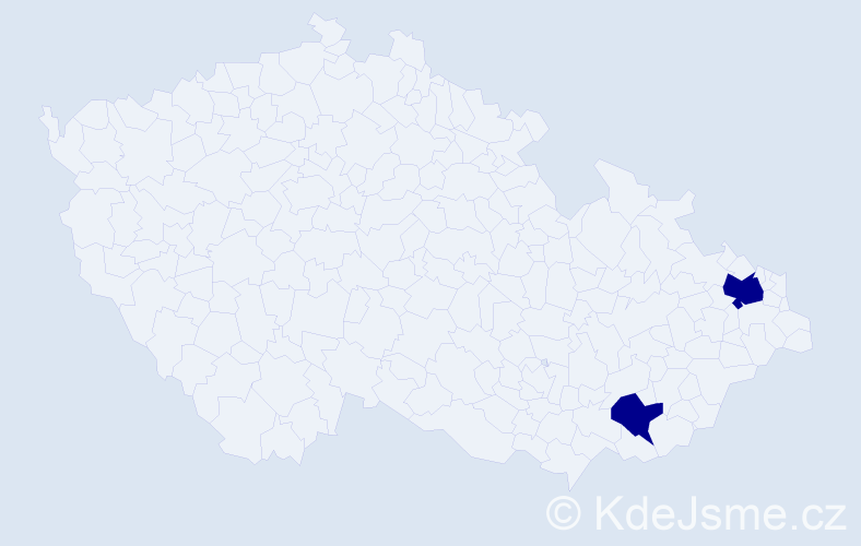 Příjmení: 'Kavaleuskaya', počet výskytů 2 v celé ČR