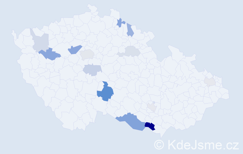 Příjmení: 'Černošová', počet výskytů 28 v celé ČR