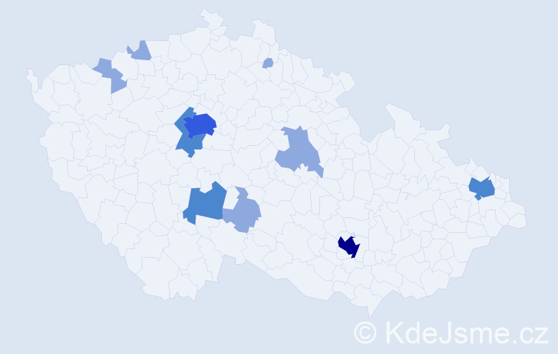 Příjmení: 'Géci', počet výskytů 20 v celé ČR