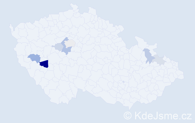 Příjmení: 'Dětková', počet výskytů 13 v celé ČR