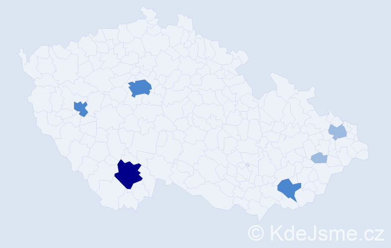 Příjmení: 'Arbet', počet výskytů 12 v celé ČR