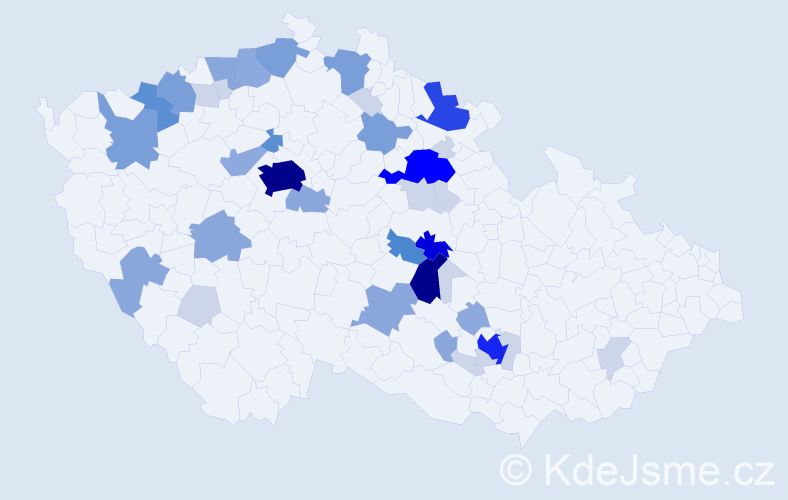 Příjmení: 'Hamák', počet výskytů 144 v celé ČR