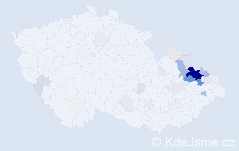 Příjmení: 'Klapetek', počet výskytů 173 v celé ČR
