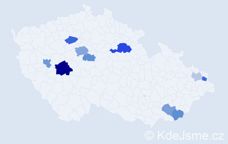 Příjmení: 'Černička', počet výskytů 22 v celé ČR
