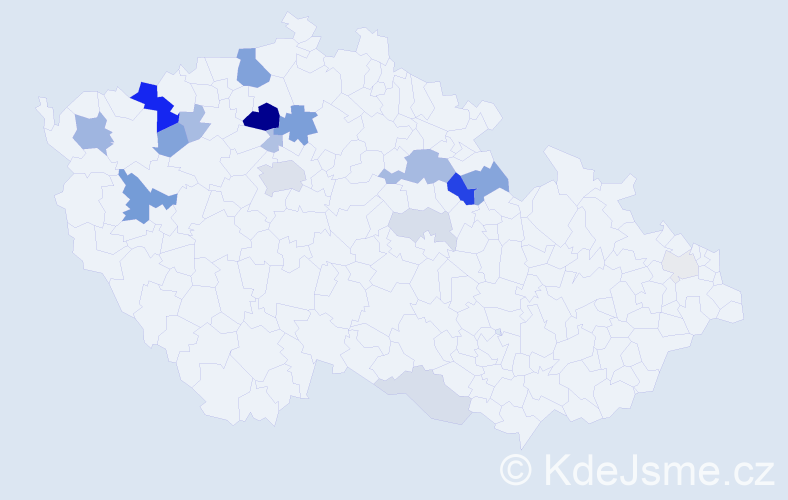 Příjmení: 'Keleš', počet výskytů 55 v celé ČR