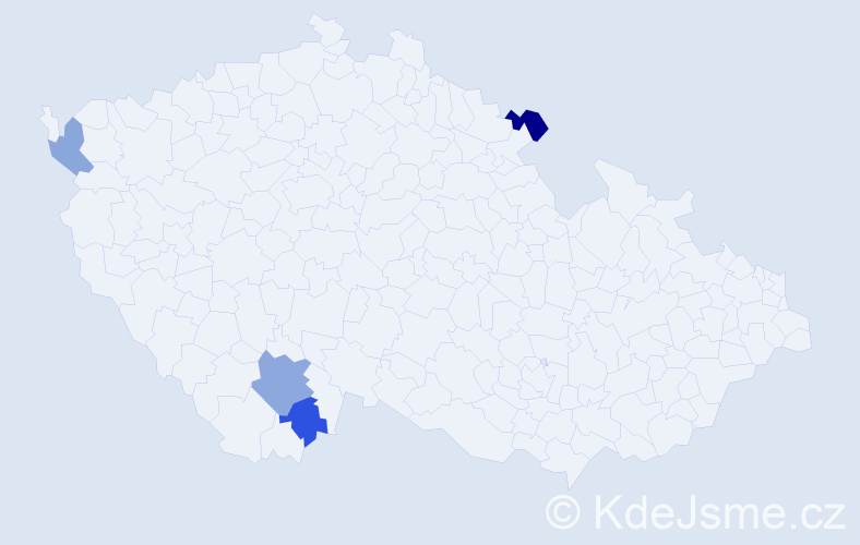 Příjmení: 'Vodal', počet výskytů 11 v celé ČR