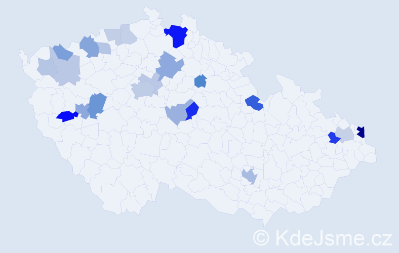 Příjmení: 'Celer', počet výskytů 57 v celé ČR