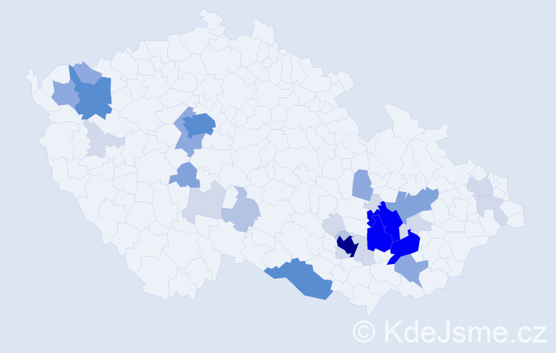 Příjmení: 'Kapounek', počet výskytů 112 v celé ČR