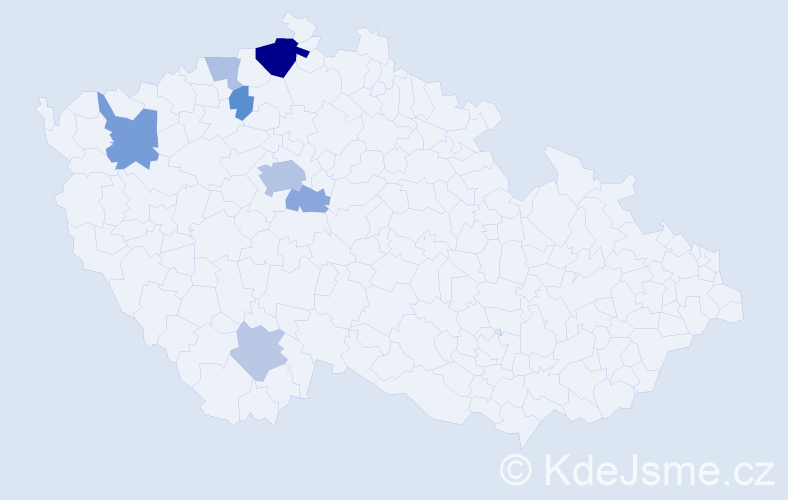 Příjmení: 'Peršlová', počet výskytů 19 v celé ČR