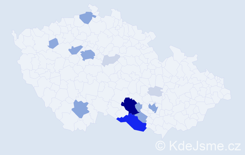 Příjmení: 'Piálek', počet výskytů 45 v celé ČR