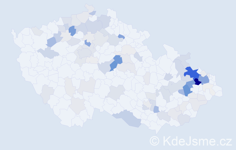 Příjmení: 'Hon', počet výskytů 408 v celé ČR