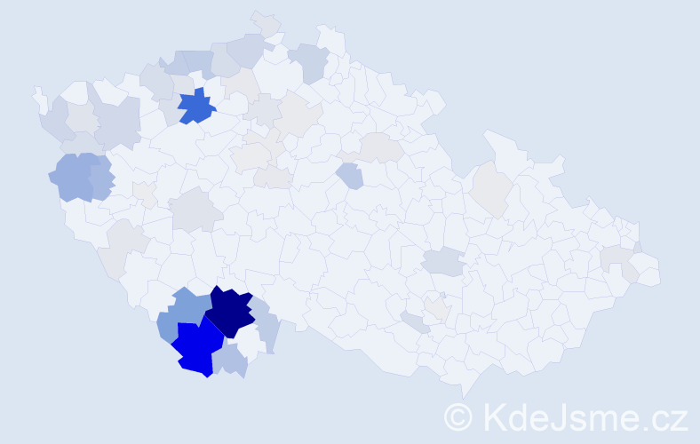 Příjmení: 'Postlová', počet výskytů 217 v celé ČR