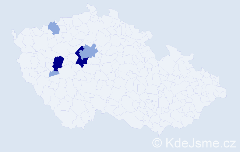 Příjmení: 'Krafta', počet výskytů 14 v celé ČR