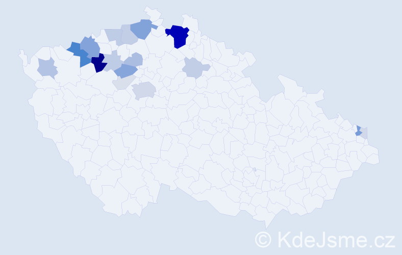 Příjmení: 'Bady', počet výskytů 66 v celé ČR