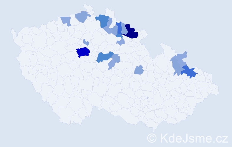 Příjmení: 'Hančil', počet výskytů 59 v celé ČR