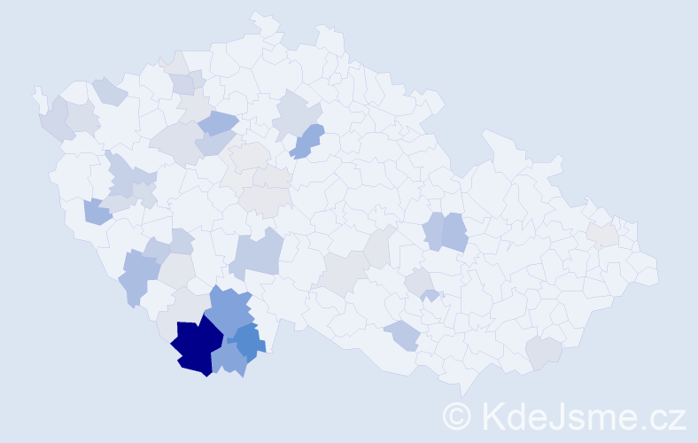 Příjmení: 'Cába', počet výskytů 168 v celé ČR