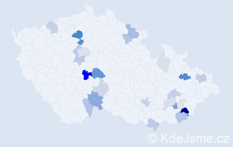 Příjmení: 'Blahoš', počet výskytů 70 v celé ČR
