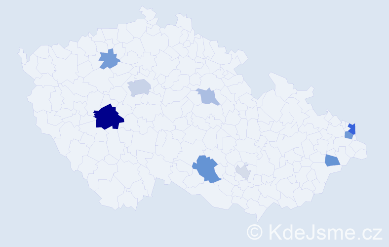 Příjmení: 'Melek', počet výskytů 20 v celé ČR