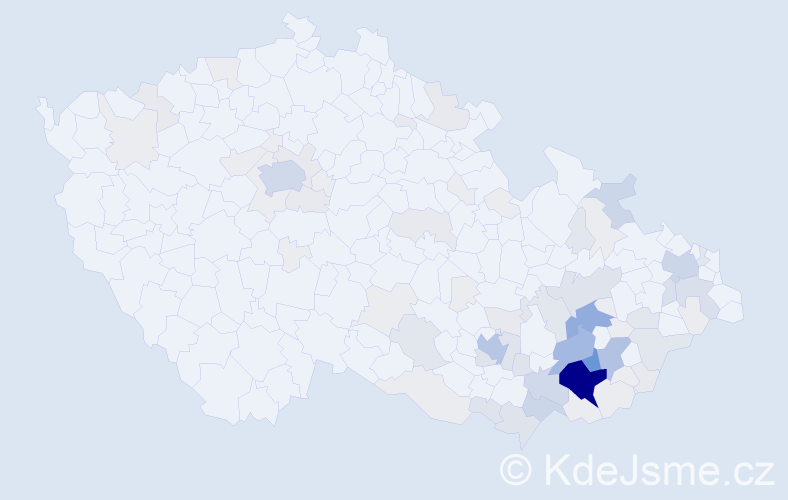 Příjmení: 'Čevela', počet výskytů 336 v celé ČR