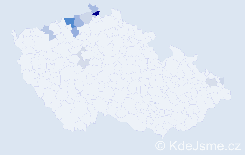 Příjmení: 'Jahnel', počet výskytů 23 v celé ČR