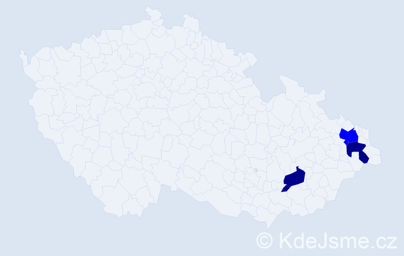 Příjmení: 'Komadel', počet výskytů 5 v celé ČR