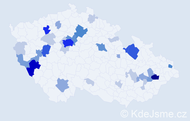 Příjmení: 'Hásová', počet výskytů 103 v celé ČR