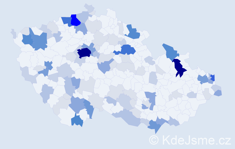 Příjmení: 'Rybár', počet výskytů 325 v celé ČR