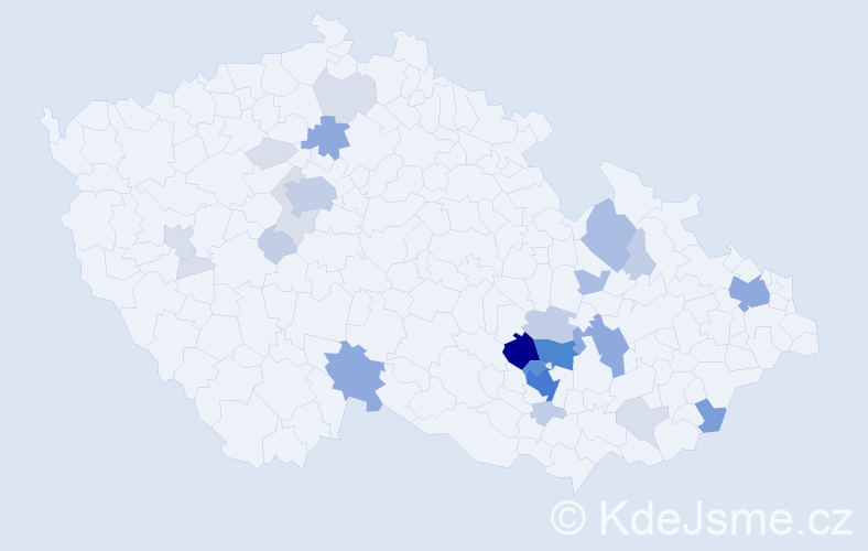 Příjmení: 'Kašparec', počet výskytů 95 v celé ČR