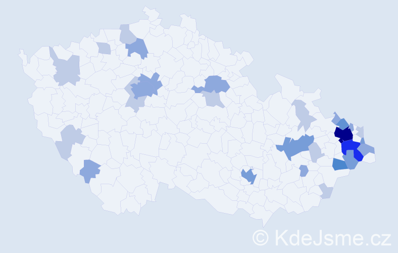 Příjmení: 'Molitor', počet výskytů 66 v celé ČR