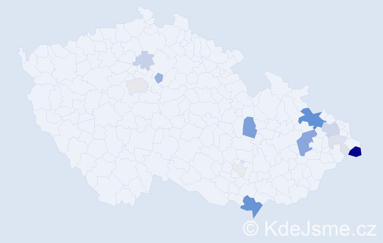 Příjmení: 'Lachetová', počet výskytů 38 v celé ČR