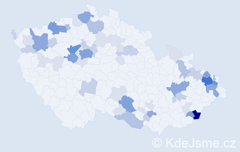 Příjmení: 'Bačo', počet výskytů 169 v celé ČR