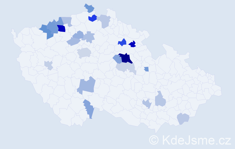 Příjmení: 'Klimplová', počet výskytů 76 v celé ČR