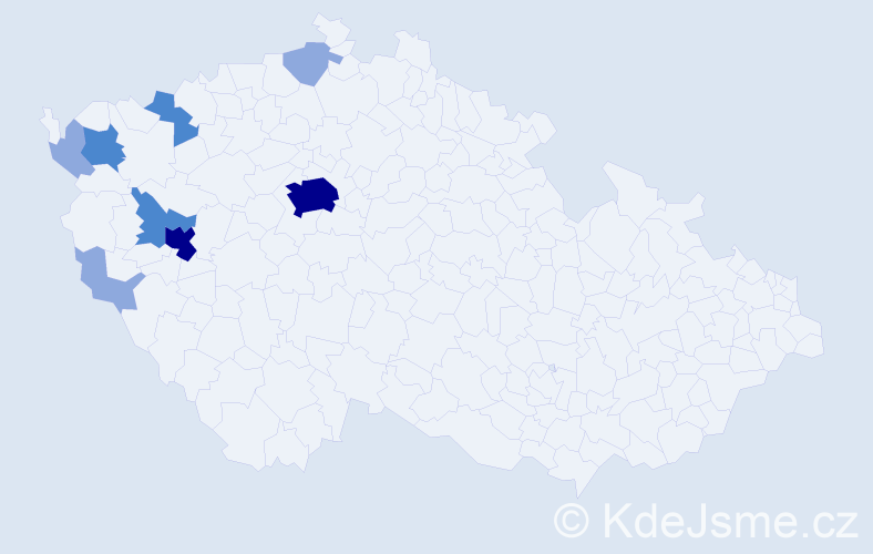 Příjmení: 'Vochocová', počet výskytů 19 v celé ČR