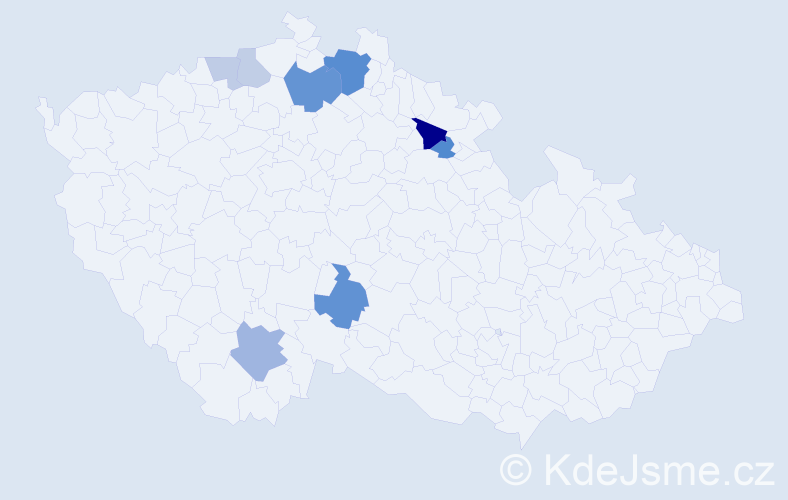 Příjmení: 'Toločková', počet výskytů 18 v celé ČR