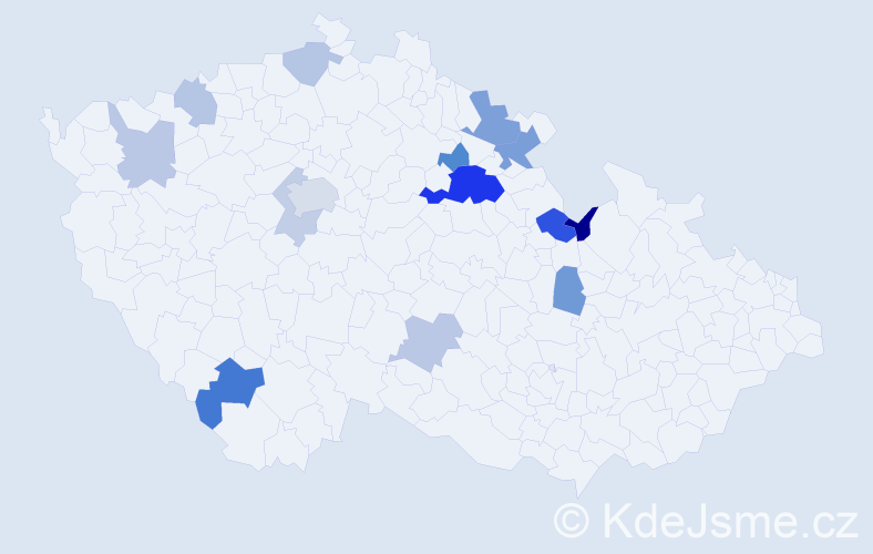 Příjmení: 'Halounek', počet výskytů 28 v celé ČR