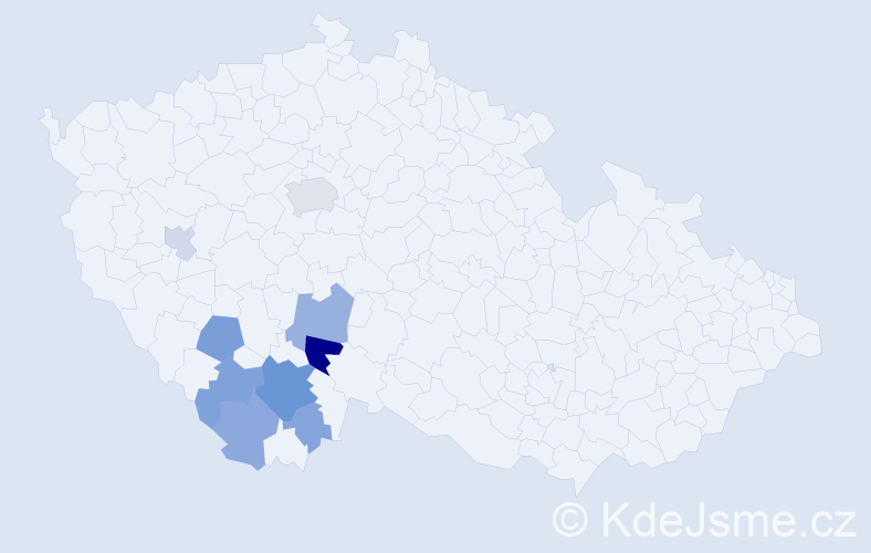 Příjmení: 'Plecerová', počet výskytů 33 v celé ČR